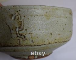 Warren Mackenzie Original Bowl, Unique Carvings, Wood Ash Glaze 4H X 6.5W