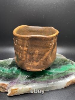 Warren Mackenzie Studio Pottery Decorated Tea Bowl Shino Glaze 3.25 h 3.25 dia