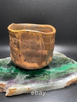Warren Mackenzie Studio Pottery Decorated Tea Bowl Shino Glaze 3.25 h 3.25 dia