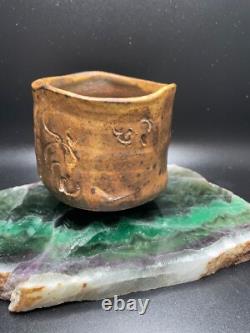 Warren Mackenzie Studio Pottery Decorated Tea Bowl Shino Glaze 3.25 h 3.25 dia