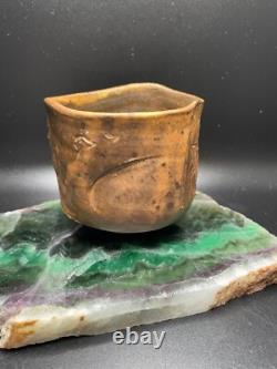Warren Mackenzie Studio Pottery Decorated Tea Bowl Shino Glaze 3.25 h 3.25 dia