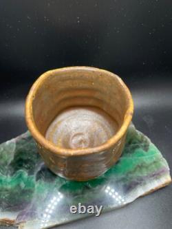 Warren Mackenzie Studio Pottery Decorated Tea Bowl Shino Glaze 3.25 h 3.25 dia