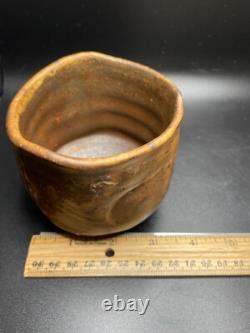 Warren Mackenzie Studio Pottery Decorated Tea Bowl Shino Glaze 3.25 h 3.25 dia