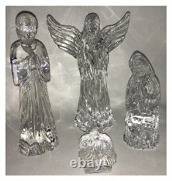 Waterford Crystal Nativity-Holy Family Jesus/Mary/Joseph With Angel 4 Pc Set