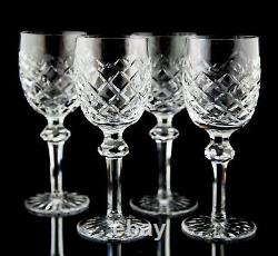 Waterford Powerscourt Claret Wine Glasses Set of 4 Vintage Cut Crystal Ireland