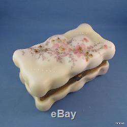 Wave Crest Puffy Egg Crate Rectangle Box Gold Silk Lining Pink Flowers CF Monroe