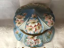 Wavecrest C. F. Monroe Painted Blue Kelva Powder Dresser Jewel Trinket Jar Box