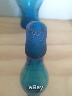 Wayne Husted 20 Blue Glass Decanter for BLENKO Huge Art Glass Rare Form