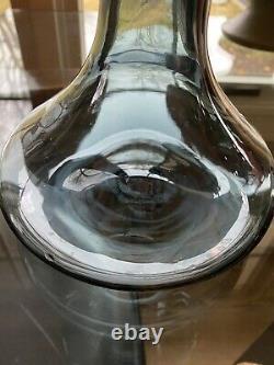 Wayne Husted Blenko Barbell Smoked Gray Decanter WithStopper