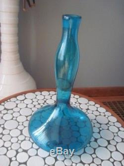 Wayne Husted Blenko Genie Decanter Bottle with Stopper 5815 Turquoise Blue