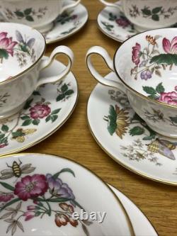 Wedgwood Charnwood (8 Sets) Footed Cream Soup Bowls & Saucers