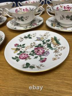 Wedgwood Charnwood (8 Sets) Footed Cream Soup Bowls & Saucers