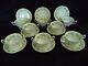 Wedgwood china Josephine 8 cream soup bowls saucers yellow w gray leaves berries