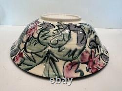 Williams Handpainted Studio Art Ceramic Pottery Bowl, Signed, 13 1/4 Dia x 4 H