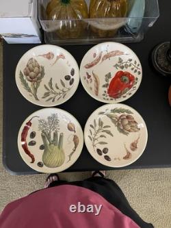 Williams Sonoma Herbs & Vegetables Discontinued 4 Piece Pasta Bowl Set PORTUGAL