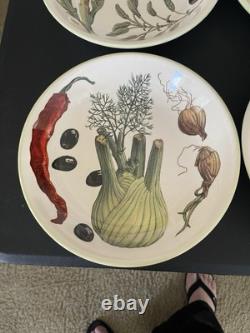 Williams Sonoma Herbs & Vegetables Discontinued 4 Piece Pasta Bowl Set PORTUGAL