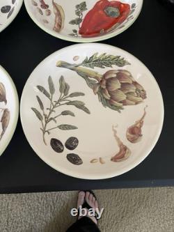 Williams Sonoma Herbs & Vegetables Discontinued 4 Piece Pasta Bowl Set PORTUGAL