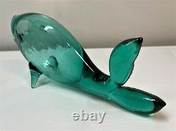 Winslow Anderson Blenko Sea Green Fish Vase. Decanter. MCM. Art Glass Sculpture