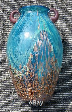 Wonderful Dale Tiffany Contemporary Amphora Vase Aqua With Gold Inclusions