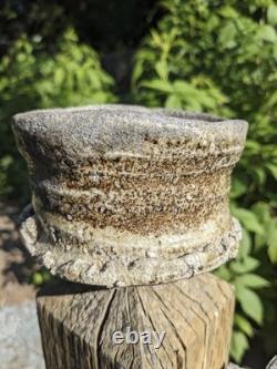 Wood-fired Anagama Rugged Wabi-Sabi Chawan with Greek Motif by Nico Blando Wood-fired Anagama Rugged Wabi-Sabi Chawan with Greek Motif by Nico Blando