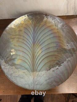 Yalos Murano Iridescent Shell Bowl Pulled Feather Hand Blown Art Glass