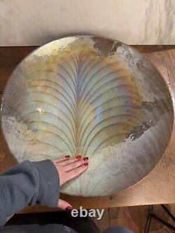 Yalos Murano Iridescent Shell Bowl Pulled Feather Hand Blown Art Glass